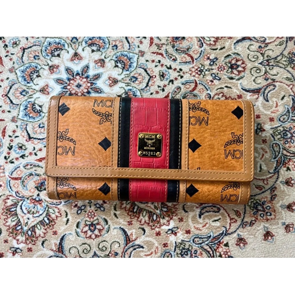 100% Authentic MCM Cognac Visetos Long Wallet